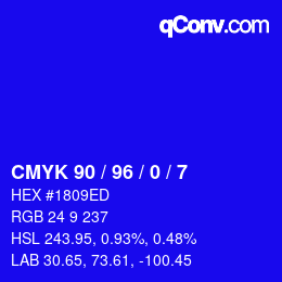 颜色代码: CMYK 90 / 96 / 0 / 7 | qconv.com