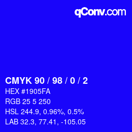 颜色代码: CMYK 90 / 98 / 0 / 2 | qconv.com