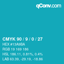 Color code: CMYK 90 / 9 / 0 / 27 | qconv.com