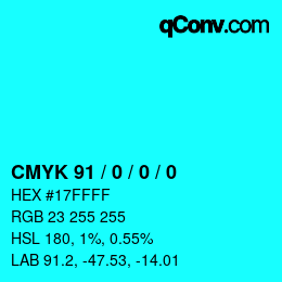 Color code: CMYK 91 / 0 / 0 / 0 | qconv.com