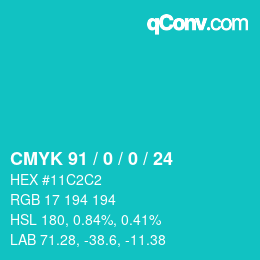 Color code: CMYK 91 / 0 / 0 / 24 | qconv.com