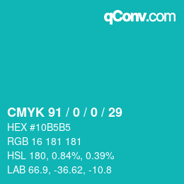 Color code: CMYK 91 / 0 / 0 / 29 | qconv.com