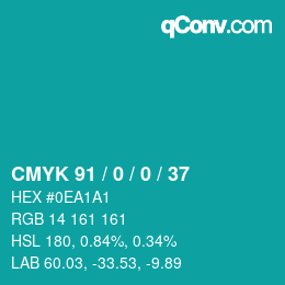Color code: CMYK 91 / 0 / 0 / 37 | qconv.com