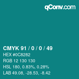 Color code: CMYK 91 / 0 / 0 / 49 | qconv.com