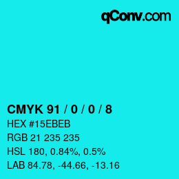 Farbcode: CMYK 91 / 0 / 0 / 8 | qconv.com