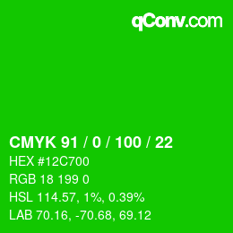 Color code: CMYK 91 / 0 / 100 / 22 | qconv.com