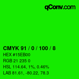 颜色代码: CMYK 91 / 0 / 100 / 8 | qconv.com