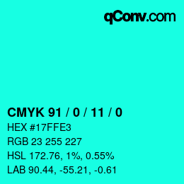颜色代码: CMYK 91 / 0 / 11 / 0 | qconv.com