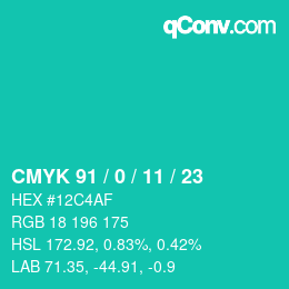 カラーコード: CMYK 91 / 0 / 11 / 23 | qconv.com