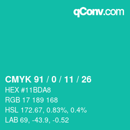 Código de color: CMYK 91 / 0 / 11 / 26 | qconv.com