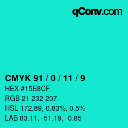 Color code: CMYK 91 / 0 / 11 / 9 | qconv.com