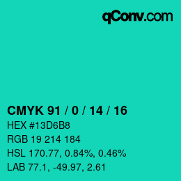 Color code: CMYK 91 / 0 / 14 / 16 | qconv.com