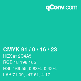 颜色代码: CMYK 91 / 0 / 16 / 23 | qconv.com
