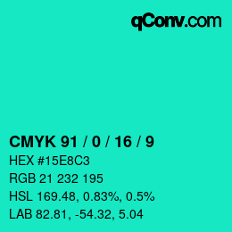 Color code: CMYK 91 / 0 / 16 / 9 | qconv.com
