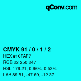 Color code: CMYK 91 / 0 / 1 / 2 | qconv.com