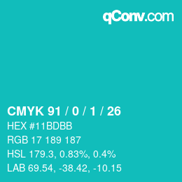 Color code: CMYK 91 / 0 / 1 / 26 | qconv.com