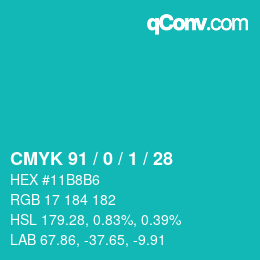 Color code: CMYK 91 / 0 / 1 / 28 | qconv.com