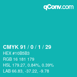 Color code: CMYK 91 / 0 / 1 / 29 | qconv.com