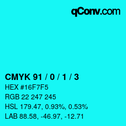 カラーコード: CMYK 91 / 0 / 1 / 3 | qconv.com