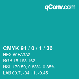 Color code: CMYK 91 / 0 / 1 / 36 | qconv.com
