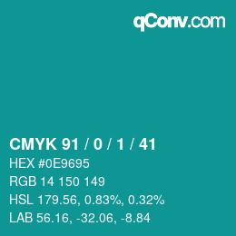 颜色代码: CMYK 91 / 0 / 1 / 41 | qconv.com