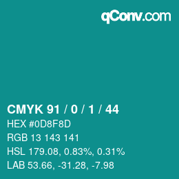 Color code: CMYK 91 / 0 / 1 / 44 | qconv.com