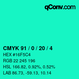 Color code: CMYK 91 / 0 / 20 / 4 | qconv.com