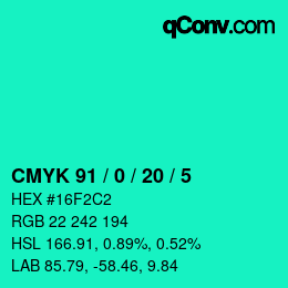 Color code: CMYK 91 / 0 / 20 / 5 | qconv.com