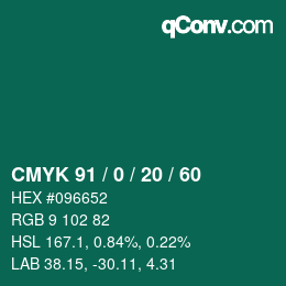 Color code: CMYK 91 / 0 / 20 / 60 | qconv.com