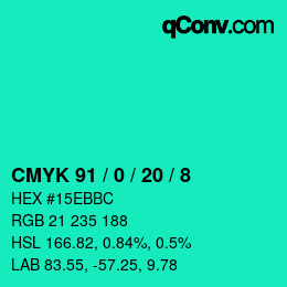Color code: CMYK 91 / 0 / 20 / 8 | qconv.com