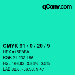 Color code: CMYK 91 / 0 / 20 / 9 | qconv.com
