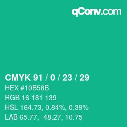 カラーコード: CMYK 91 / 0 / 23 / 29 | qconv.com