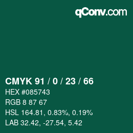 カラーコード: CMYK 91 / 0 / 23 / 66 | qconv.com