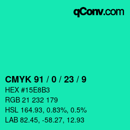 Color code: CMYK 91 / 0 / 23 / 9 | qconv.com