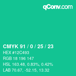 Color code: CMYK 91 / 0 / 25 / 23 | qconv.com