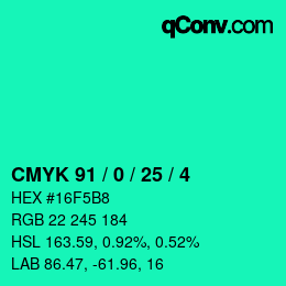 Color code: CMYK 91 / 0 / 25 / 4 | qconv.com
