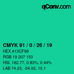 Color code: CMYK 91 / 0 / 26 / 19 | qconv.com