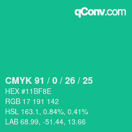 Color code: CMYK 91 / 0 / 26 / 25 | qconv.com