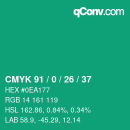 颜色代码: CMYK 91 / 0 / 26 / 37 | qconv.com