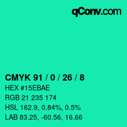 Color code: CMYK 91 / 0 / 26 / 8 | qconv.com