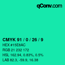 Color code: CMYK 91 / 0 / 26 / 9 | qconv.com