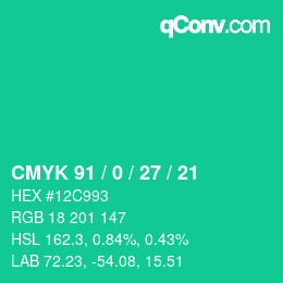 Color code: CMYK 91 / 0 / 27 / 21 | qconv.com