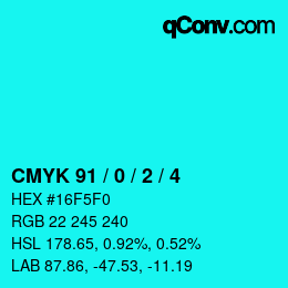 カラーコード: CMYK 91 / 0 / 2 / 4 | qconv.com