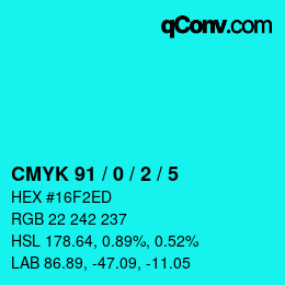 カラーコード: CMYK 91 / 0 / 2 / 5 | qconv.com