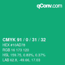 Color code: CMYK 91 / 0 / 31 / 32 | qconv.com