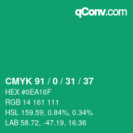 Color code: CMYK 91 / 0 / 31 / 37 | qconv.com