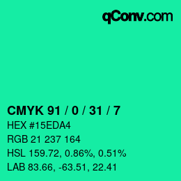 Color code: CMYK 91 / 0 / 31 / 7 | qconv.com