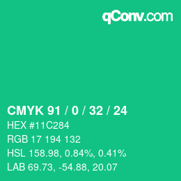 Color code: CMYK 91 / 0 / 32 / 24 | qconv.com