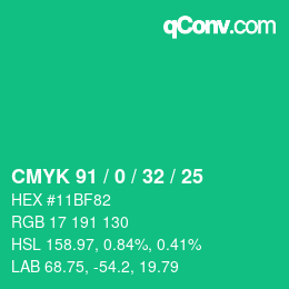 カラーコード: CMYK 91 / 0 / 32 / 25 | qconv.com