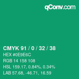 Color code: CMYK 91 / 0 / 32 / 38 | qconv.com